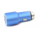 Omega car charger 2xUSB 2100mA Metal, blue (43343) (open package)