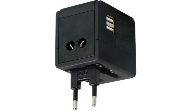 Omega travel adapter 4in1 USB, black (43645) (open package) - Travel ...