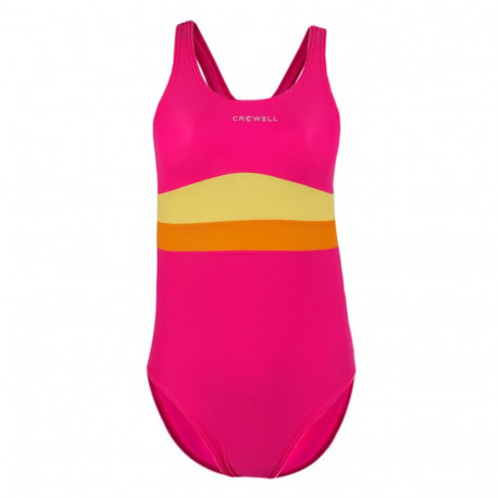 Kostium kąpielowy dla dziewczynki Crowell Swan kol.04 różowo-pomarańczowo-żółty  146cm
