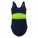 Kostium kąpielowy dla dziewczynki Crowell Swan kol.02 granatowo-limonkowo-zielony  134cm