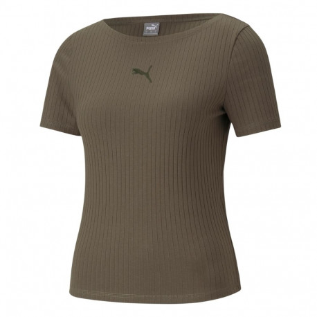 Puma naiste särk HER Ribbed Slim Tee 531917 44 XL, khaki