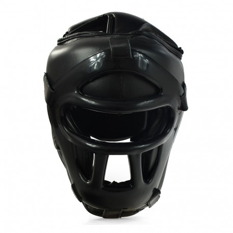 Kask bokserski z kratą Profight 703 PU czarny senior