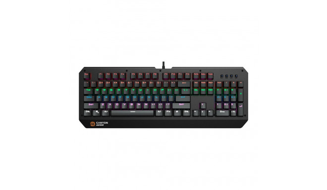 CANYON Hazard GK-6, Wired multimedia gaming keyboard with lighting effect, 108pcs rainbow LED, Numbe