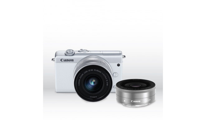 Canon EOS M200 15-45mm IS STM + EF-M 22mm STM (White)