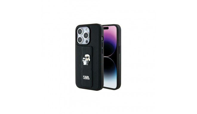 Karl Lagerfeld KLHCP13LGSAKCPK iPhone 13 Pro must kõvakaaneline Gripstand Saffiano Karl&Choupette Pi