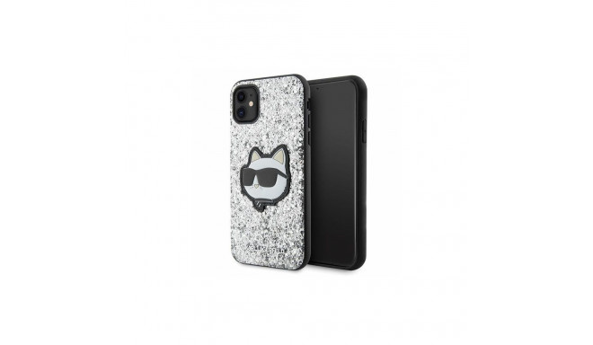 Originaalkott KARL LAGERFELD Glitter Choupette Patch KLHCN61G2CPS Iphone 11| Xr jaoks hõbedane