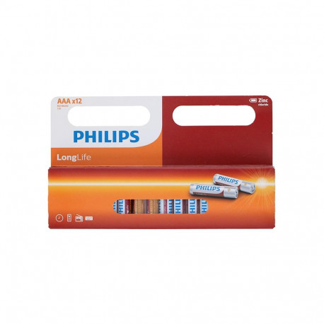 Philips LongLife - Zestaw baterii cynkowych AAA / R03 1.5V 12 szt.