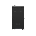 RACK CABINET 19" FREE-STANDING 27U/600X800 (FLAT PACK) WITH GLASS DOOR LCD BLACK LANBERG V2