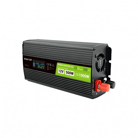 Green Cell auto pingemuundur 12V > 230V 500W/1000W ekraaniga
