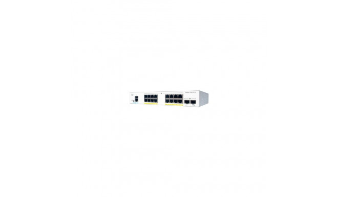 Cisco Catalyst 1000-16P-E-2G-L Network Switch, 16 Gigabit Ethernet PoE+ Ports, 120W PoE Budget, two 