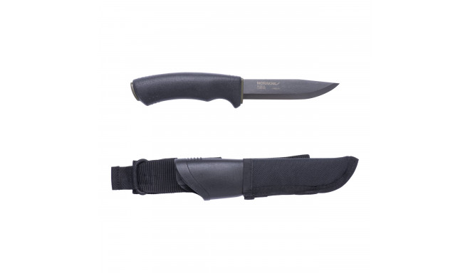 Morakniv Bushcraft Expert Blackblade Knife – 3.2mm Carbon Steel Blade, MOLLE Sheath, Black