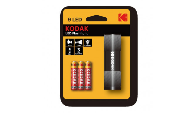 Kodak 9-LED taskulamp+ 3 AAA, must