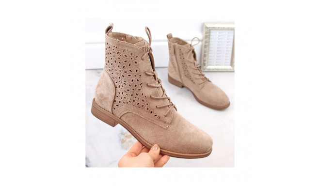 S.Barski W OLI244 beige suede ankle boots (39)