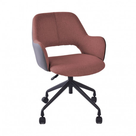 Task chair KENO with castors, dark pink/grey