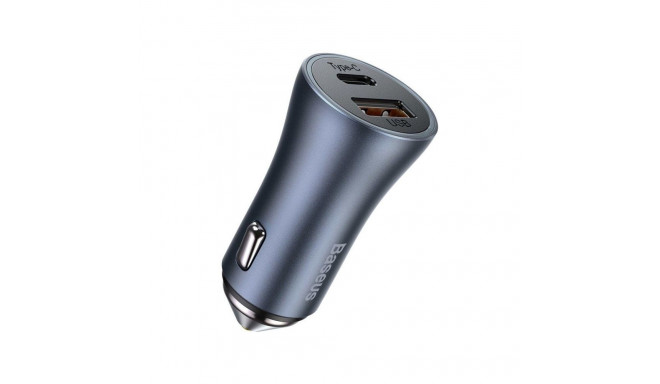 CAR CHARGER 12-24V USB + USB-C 40W GRAY