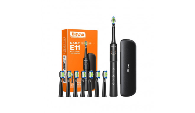 Sonic toothbrush with tips set and travel case BV E11 (Black)