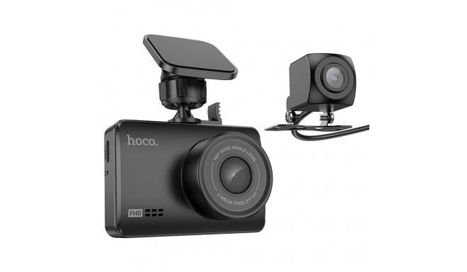 HOCO car camera with screen 2,45" + rear camera 1080P/30fps DV3 black
