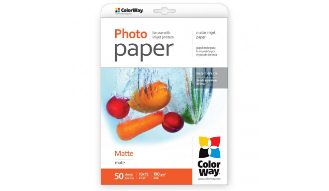 ColorWay Matte Photo Paper, 50 sheets, 10x15, 190 g/m