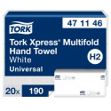 Lehtpaberrätikud Tork Xpress Multifold, 2-kih, 23.4x21.3 cm, 190 lehte, valge(H2) 471146 (20 tk)