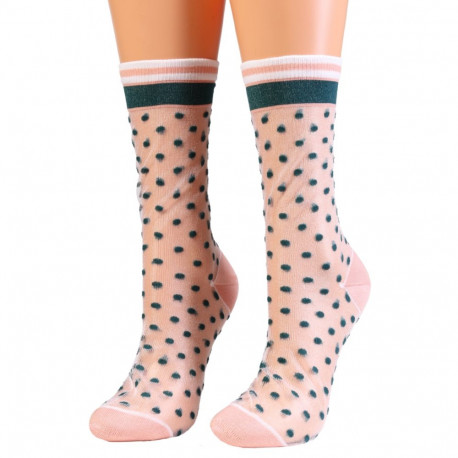 SOKISAHTEL BLAKELY heleroosad täpilised õhukesed sokid 444