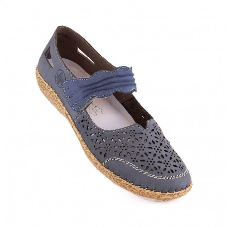 Rieker W RKR648 blue openwork leather shoes (37)