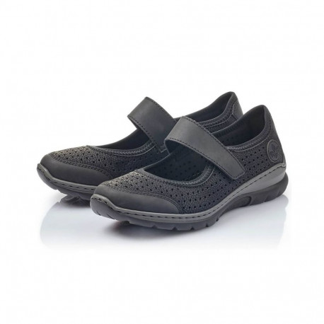 Comfortable Rieker W RKR575 openwork shoes, black (36)