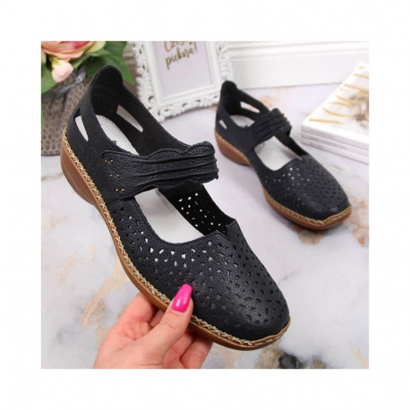 Rieker W RKR139 navy blue leather shoes (42)