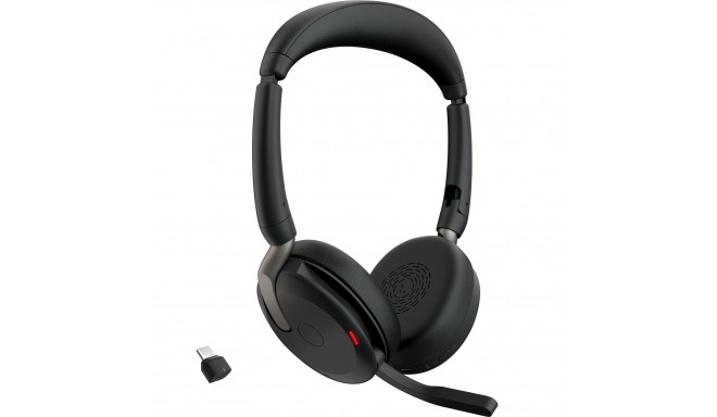 Jabra Evolve2 65 Flex Duo WLC, with charging pad, headset (black, stereo, UC, USB-C, Link380c)