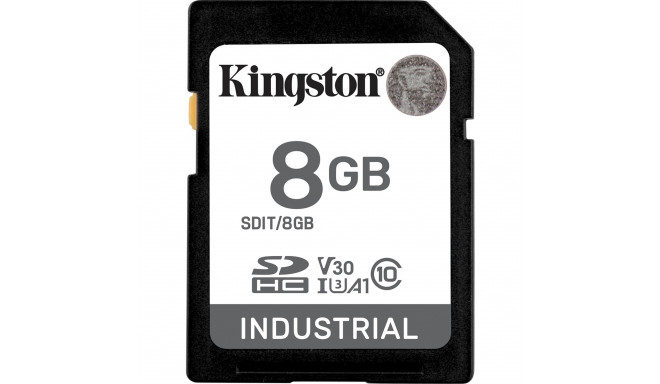 Kingston Industrial 8GB SDHC Memory Card (Black, UHS-I U3, Class 10, V30, A1)
