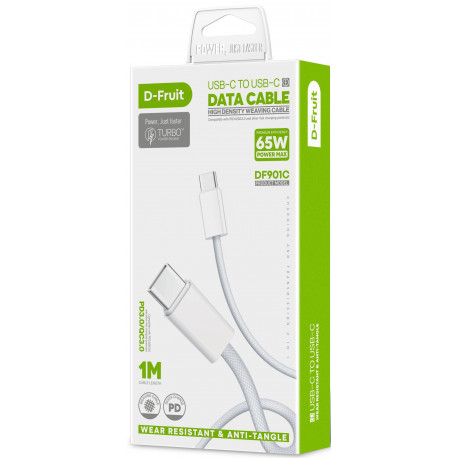 D-Fruit kaabel USB-C - USB-C 1m, valge (DF901C)