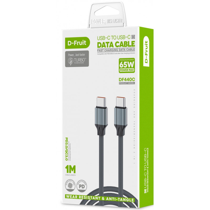D-Fruit kaabel USB-C - USB-C DF440C 1m, hall