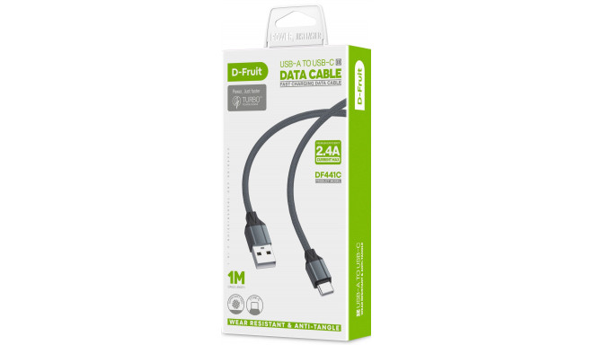 D-Fruit kaabel USB-A - USB-C 1m, hall (DF441C)