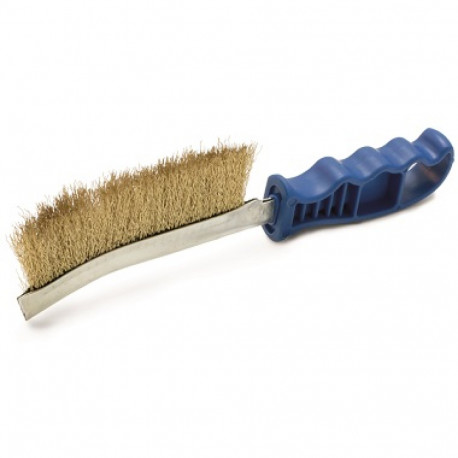 Metallhari, messingist harjased, plastist käepide