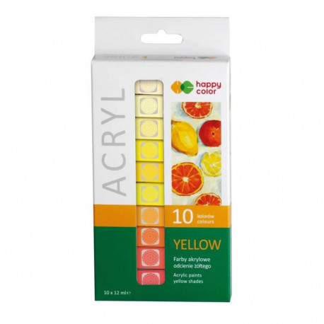 Akrüülvärvide komplekt 10x12ml - Kollased toonid