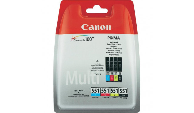 Tint Canon CLI-551 CMYK Multipack (Cyan/Magenta/Yellow/Black) väikesemahulised MG5450/5655/6350/6650
