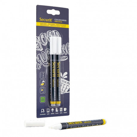 Kriidimarker tahvlitele 1-2mm, 2tk - valge