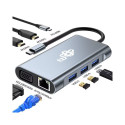 TB 8in1 Adapter USB C HDMI x2 USB VGA RJ45 PD
