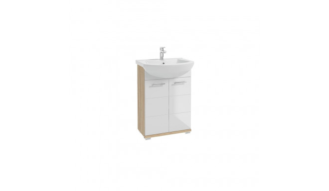 CABINET WASHBASIN BARI D60 WHITE/WOOD