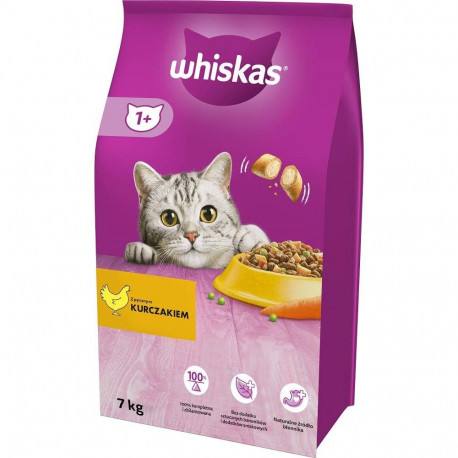 WHISKAS täiskasvanud kassile kanaga kuiv kassitoit 7 kg