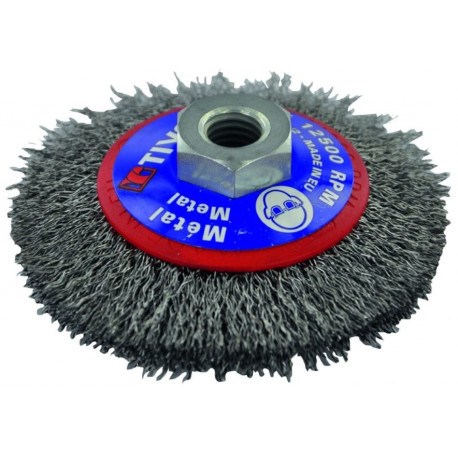 Steel wire brush for angle grinder, 100mm, Ø0.35mm, M14