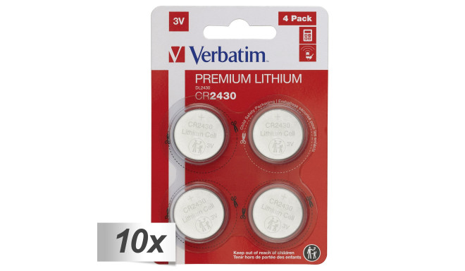 10x4 Verbatim CR 2430 Lithium battery 49534