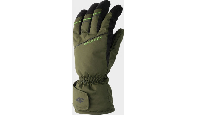 4f Men's ski gloves H4Z22-REM002 Khaki size S