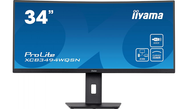 iiyama ProLite XCB3494WQSN-B5 - 34 - LED, UWQHD, USB-C, VA panel, 120Hz panel, black