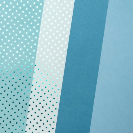 Disainpaberi segupakk Metallic Dots Blue A4, 190-210g, 12lk