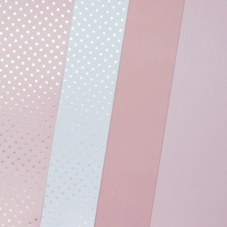 Disainpaberi segupakk Metallic Dots Pink A4, 190-210g, 12lk