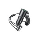 Car charger with built-in cable 3in1