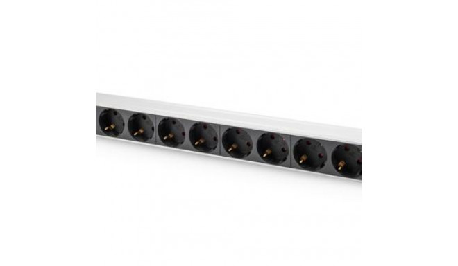 Digitus Socket Strip with Aluminum Profile, 8-way safety socket, 2 m cable, IEC C20 plug