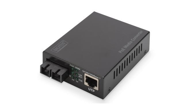 Digitus Gigabit PoE media converter, RJ45 / SC, SM, PSE