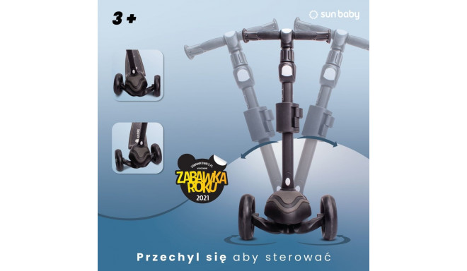 Rowerek biegowy hulajnoga deskorolka Flash 3 w 1 z kołami LED - czarny