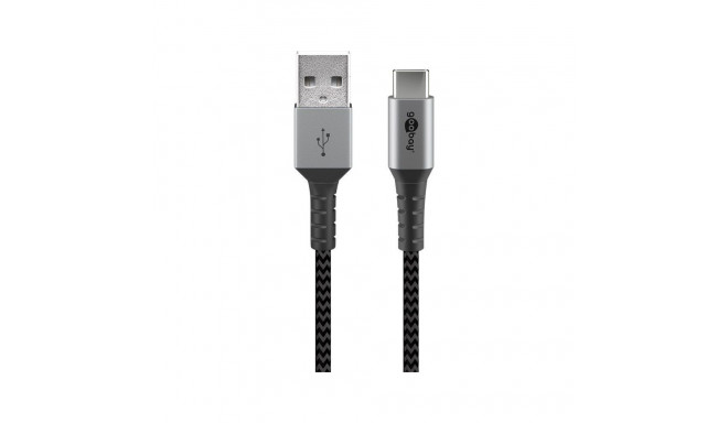 Goobay USB-C to USB-A Textile Cable with Metal Plugs